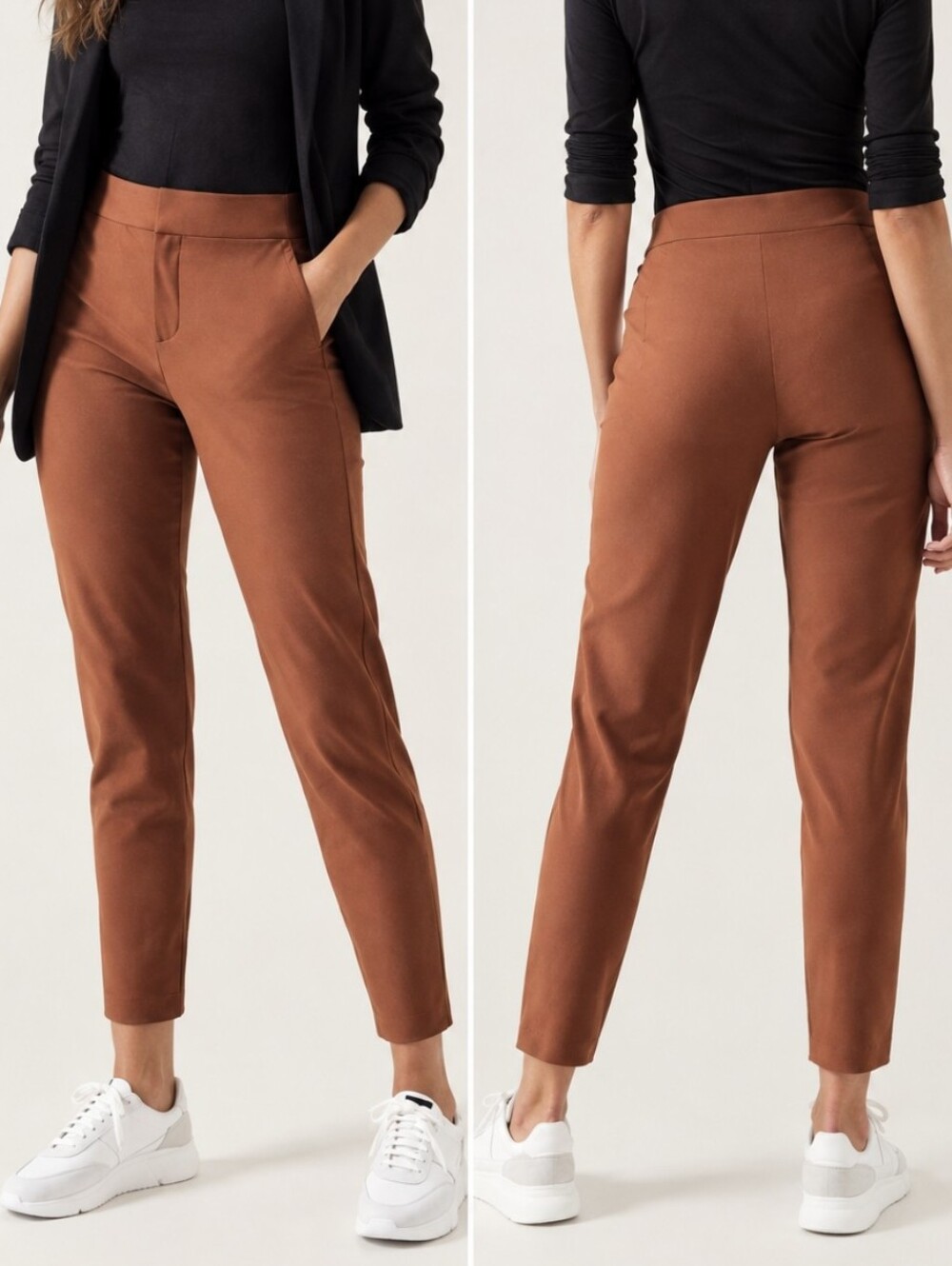 Athleta Stellar Skinny Trouser Pants Women's Sz 6 TALL Mahogany Brown EUC